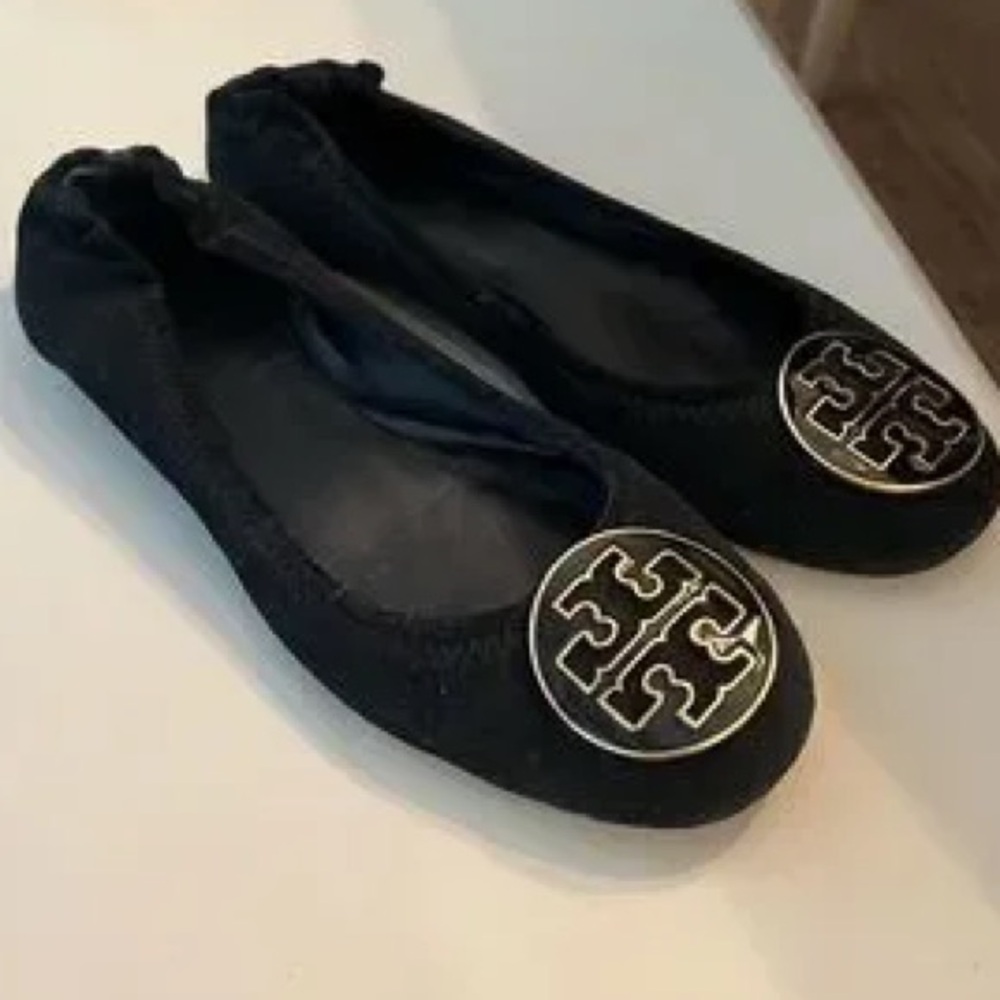 TORY BURCH Suede MINNIE Leather Ballet Flats Size 7.5M ANTHROPOLOGIE - Picture 3 of 8